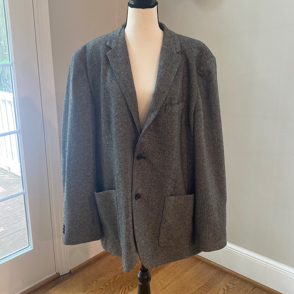 Mens XL herringbone black gray XL blazer sport coat dinner jacket